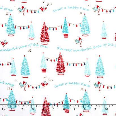 Pixie Noel - Pixie Trees White Yardage