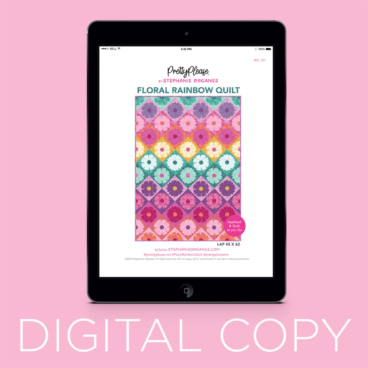 Digital Download - Floral Rainbow Quilt Pattern