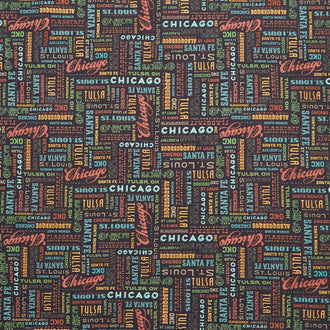 Route 66 - Words Black Yardage