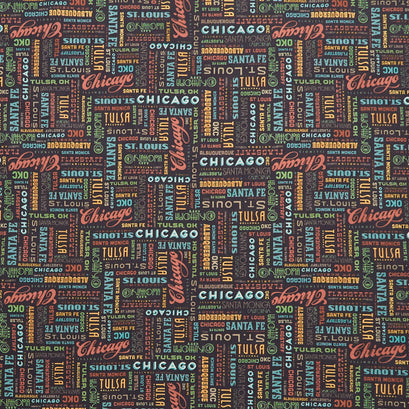 Route 66 - Words Black Yardage