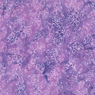 Poetic Bouquet Batiks - Morning Glory Purple Yardage