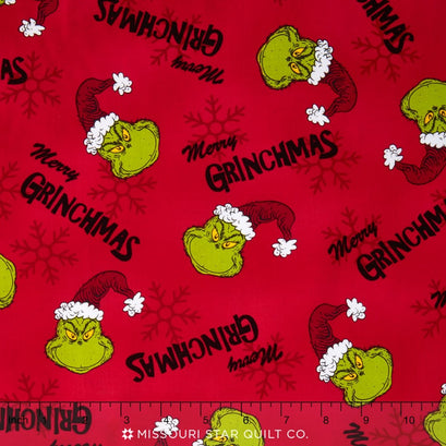 How the Grinch Stole Christmas 6 - Tossed Grinch Red Yardage