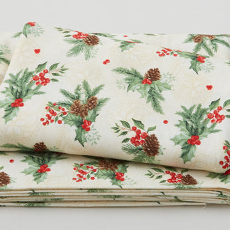 Tartan Holiday - Foliage Toss Cream 3 Yard Cut