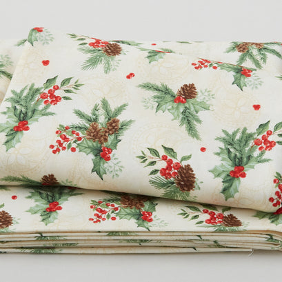 Tartan Holiday - Foliage Toss Cream 3 Yard Cut