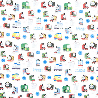 Thomas and Friends Sodor Railway - Trains Main White Yardage