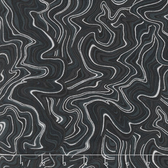Holiday Flourish 11 - Silver Marble Ebony Metallic Yardage