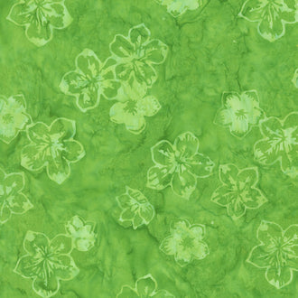 Tonga Batiks - Vivid Hibiscus Green Yardage