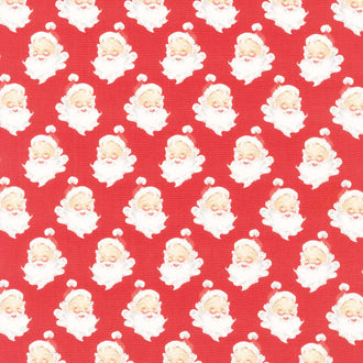 Merry Little Christmas - Santa Heads Red Yardage