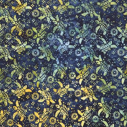 Turtle Cove Batiks - Turtle Blue Storm Yardage
