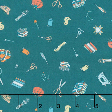 Welcome To Quilt Town - Notions Tossed Teal Yardage