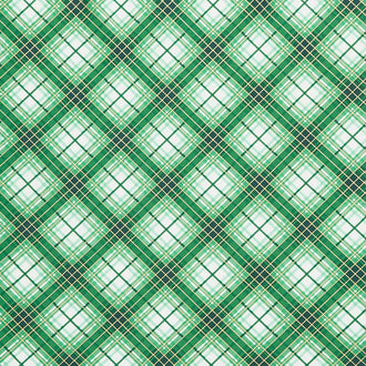 Christmas Musical - Holiday Plaid Green Metallic Yardage