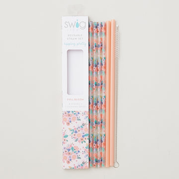 Bella Rosa + Navy Glitter Reusable Straw Set Alternative View #1