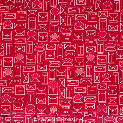 Lovebugs Collection - Envelopes Red Yardage