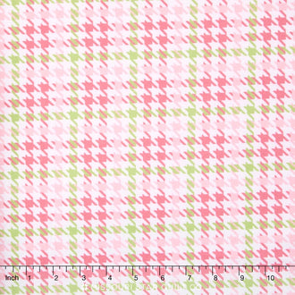 Cozy Cotton Flannels - Houndstooth Pink Green Yardage