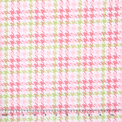 Cozy Cotton Flannels - Houndstooth Pink Green Yardage