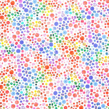 Rainbow Crafter's Stash - Buttons White Yardage