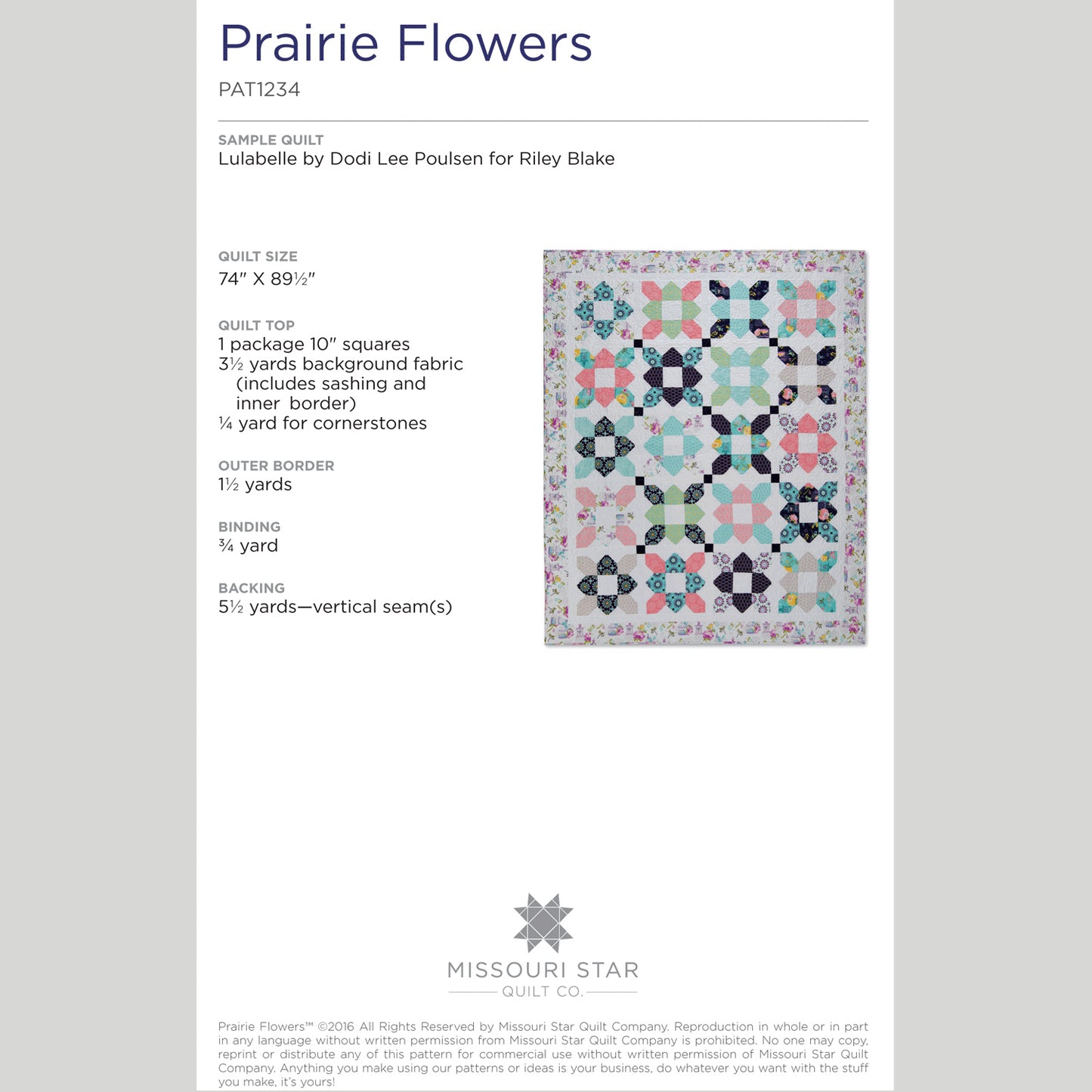 Digital Download - Prairie Flower Quilt Pattern by Missouri Star Alternative View #1