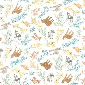 Willow's Farm - Farm Animals All Over Cloud Yardage