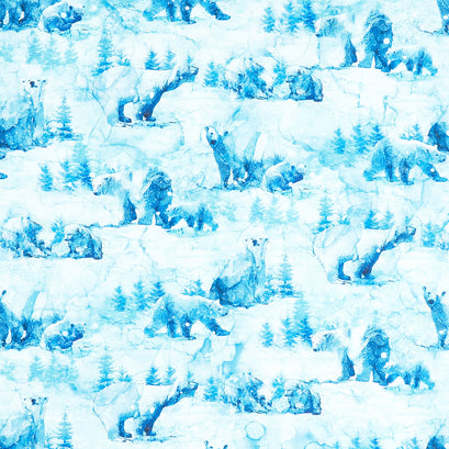 Illuminations - Polar Bears Light Blue Yardage