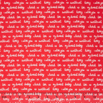 Sealed with a Kiss - Red Love Notes Yardage