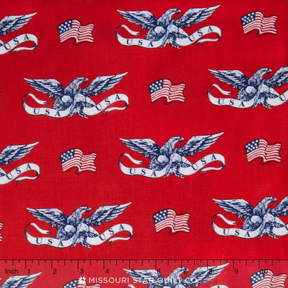 American Heroes - Eagle Emblem Red Yardage