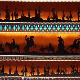 Sundown - Scene Turquoise Yardage