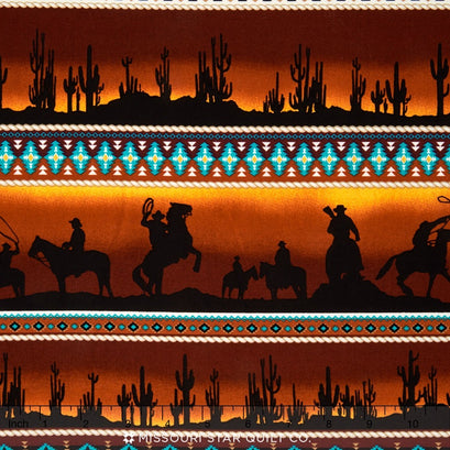 Sundown - Scene Turquoise Yardage