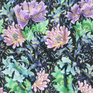 Luminous - Medium packed Floral Black Metallic Yardage Alternative View #1