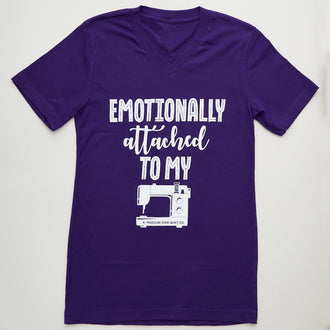 Missouri Star Emotionally Attached V-neck Deep Purple T-shirt - L