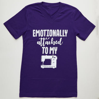 Missouri Star Emotionally Attached V-neck Deep Purple T-shirt - L
