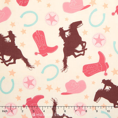 Rodeo Rider - Girl Main Cream Yardage