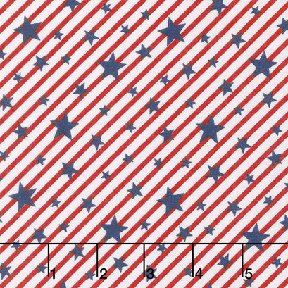 Brave & Free - Stars & Stripes White Yardage