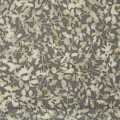 Winter White - Leaves Winter Metallic Yardage