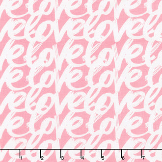 Love Story - Words Pink Yardage