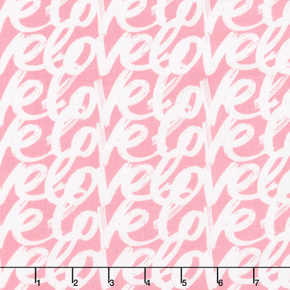 Love Story - Words Pink Yardage
