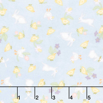 Little Chicks - Bunnies & Chicks Blue Flannel Yardage