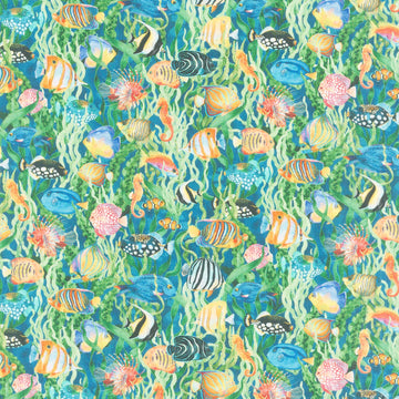Calypso III - Fish Teal Yardage Primary Image