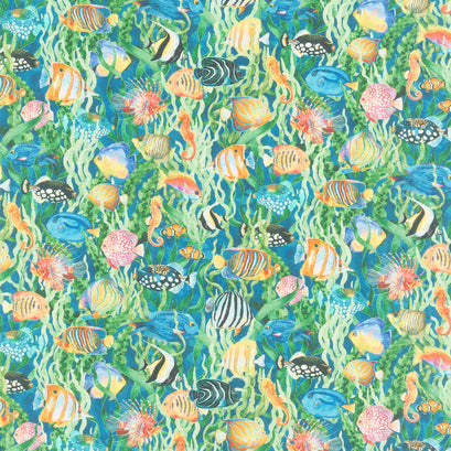 Calypso III - Fish Teal Yardage