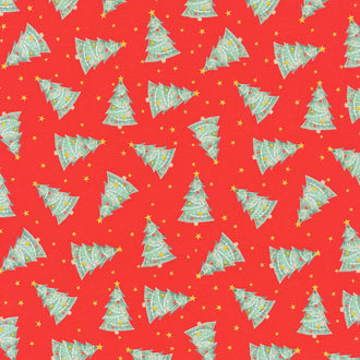 Holiday Cheer - Trees Red Yardage
