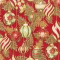 Holiday Flourish 11 - Holiday Ornaments Crimson Metallic Yardage