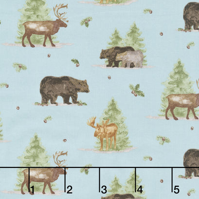 Let's Get Lost in the Woods - Forest Animals Main Vintage Blue Yardage