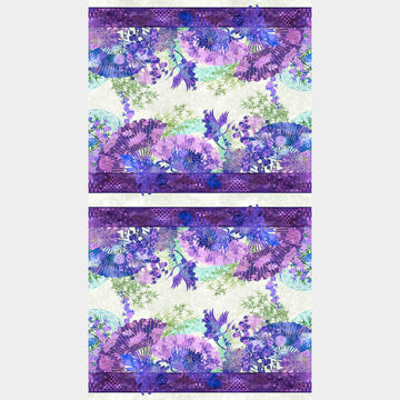 Oriental Gardens - Fan Border Stripe Purple Yardage Alternative View #1