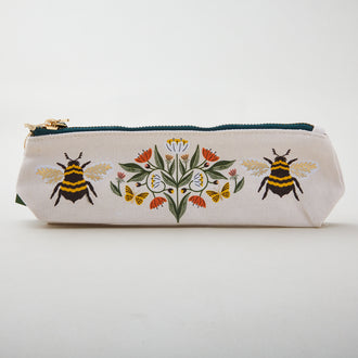 JT Bee Floral Flat Bottom Pencil Pouch