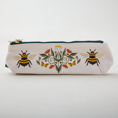 JT Bee Floral Flat Bottom Pencil Pouch