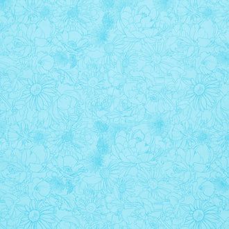 Spring Dreams - Garden Sketch Aqua Yardage