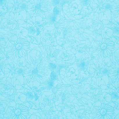 Spring Dreams - Garden Sketch Aqua Yardage
