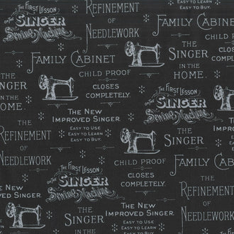Sewing with Singer - Text Black Yardage