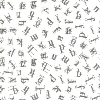 Old School - Tossed Letters White Yardage