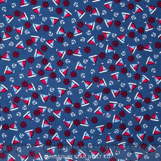 Toy Chest - Sailboats Blue Yardage