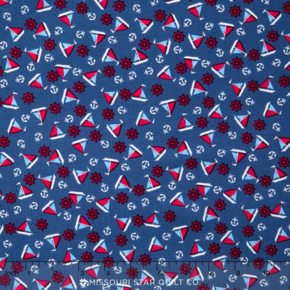 Toy Chest - Sailboats Blue Yardage
